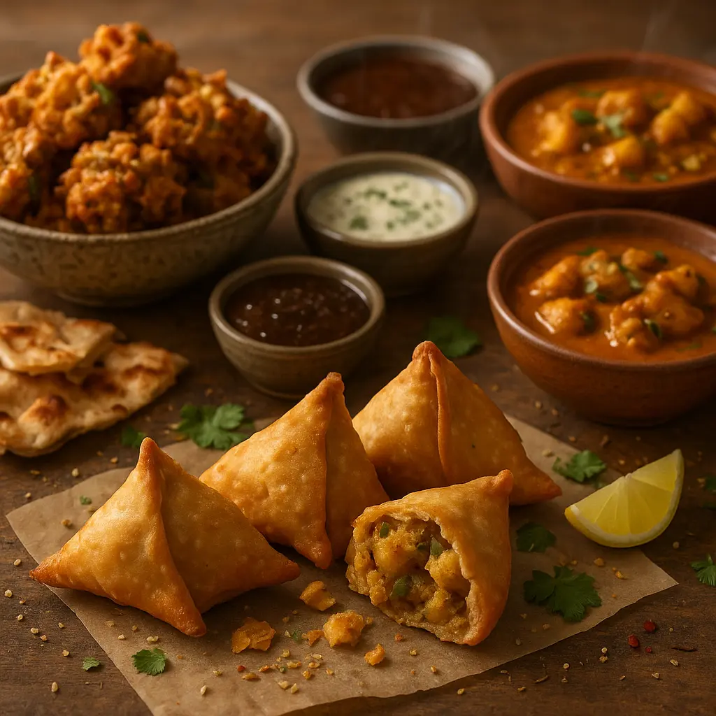 Platos de comida callejera india